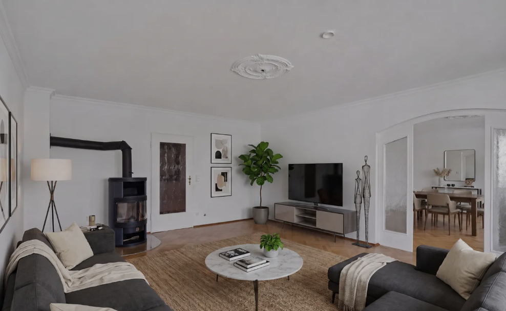 Stylish 3-room apartment with fireplace and balcony in Geneva